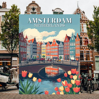 Amsterdam Niederlande Vintage Travel Bicycles Postkarte