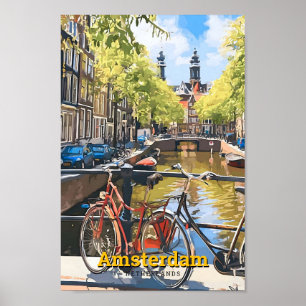 Amsterdam Niederlande Vintage Travel Poster