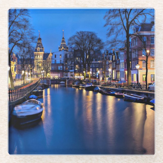 Amsterdam Night Wallpaper-67657 Glasuntersetzer (Vorderseite)