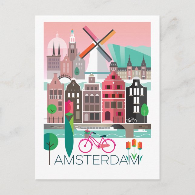 Amsterdam Postcard Postkarte (Vorderseite)