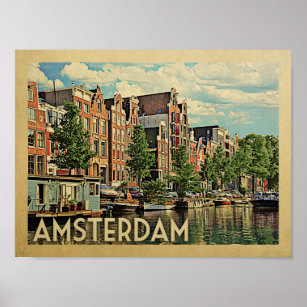 Amsterdam Poster Vintage Travel Print Niederlande