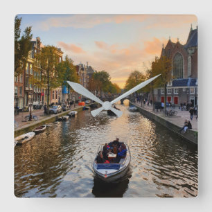 Amsterdam Quadratische Wanduhr