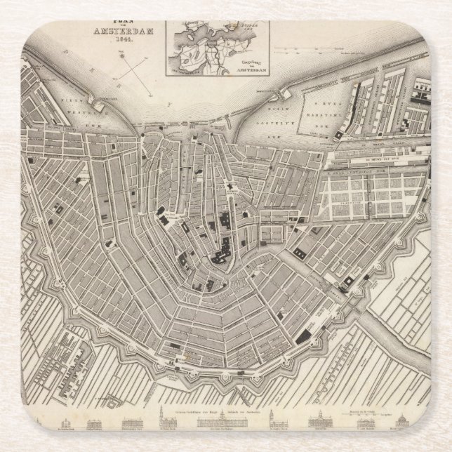 Amsterdam Rechteckiger Pappuntersetzer (Vorderseite)