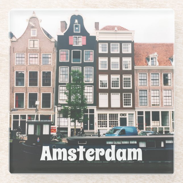 Amsterdam-Reiseandenken Glasuntersetzer (Vorderseite)
