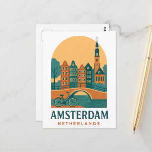 Amsterdam-Reisepostkarte - Vintage niederländische Postkarte