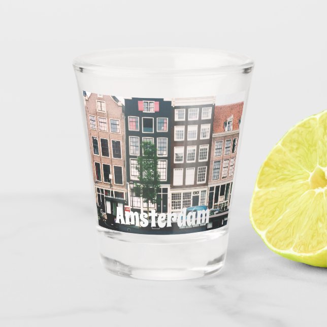 Amsterdam-Reisesouvenir Schnapsglas (Vorderseite)