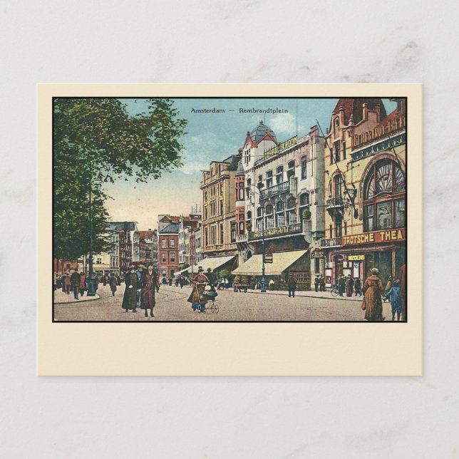 Amsterdam Rembrandtplein Postcard Anfang der 1900e Postkarte (Vorderseite)
