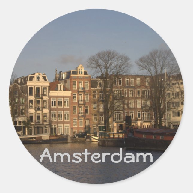 Amsterdam Runder Aufkleber (Vorderseite)