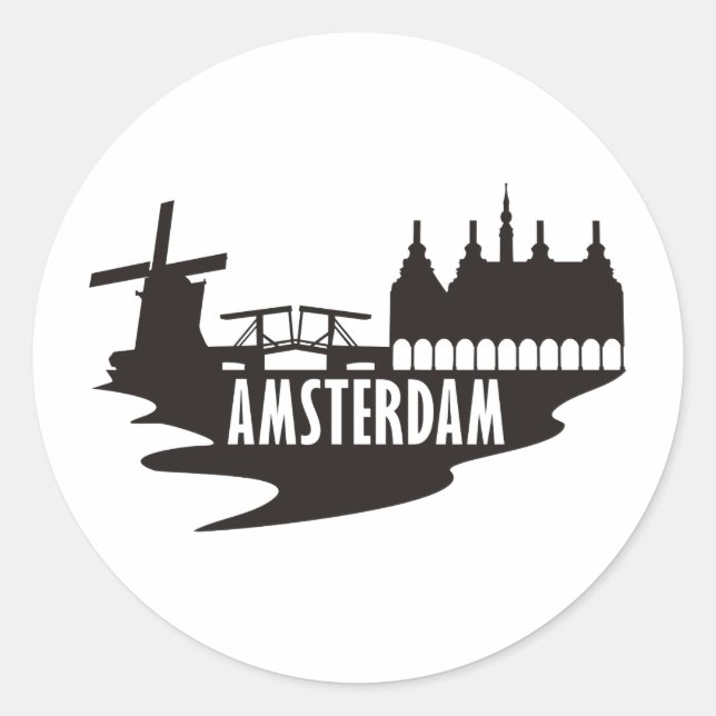 Amsterdam Runder Aufkleber (Vorderseite)
