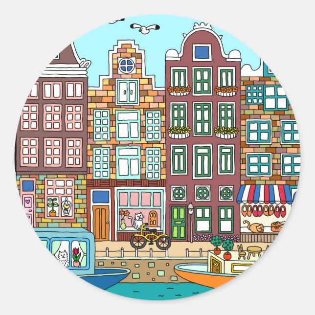 Amsterdam Runder Aufkleber (Vorderseite)