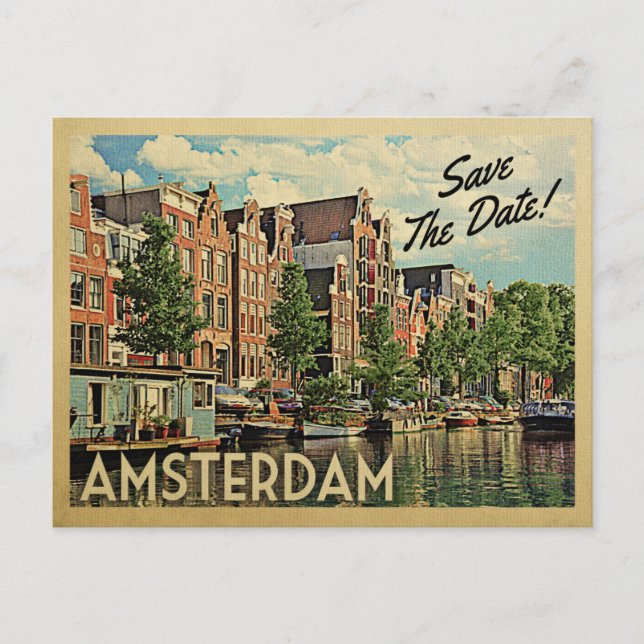 Amsterdam Save the Date Niederlande Holland Ankündigungspostkarte (Vorderseite)