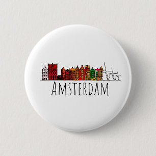 Amsterdam Skyline Holland Liebe Reiseziel Button