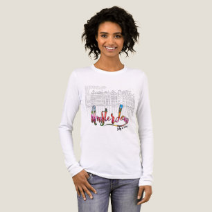 Amsterdam-Skyline mit blumiger Typologie Tri-Blend Shirt