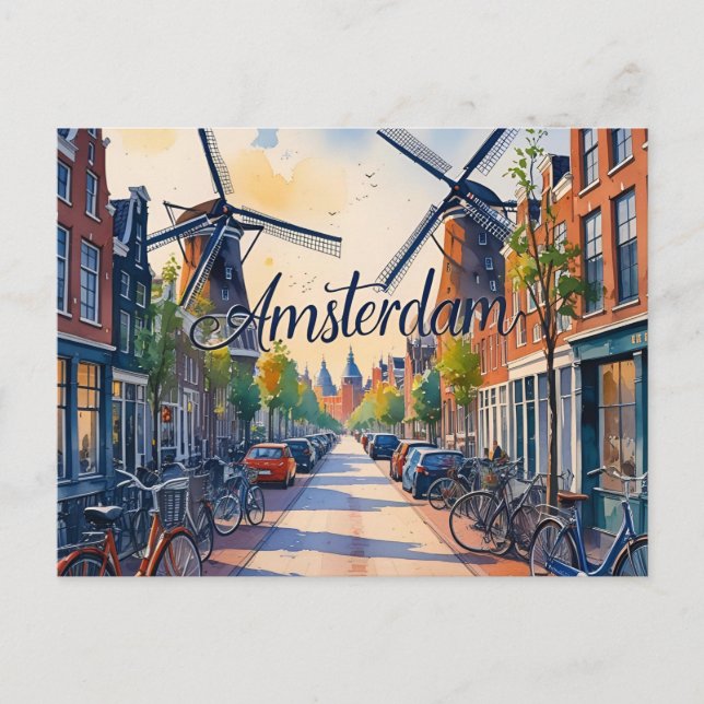 Amsterdam Skyline Postkarte (Vorderseite)