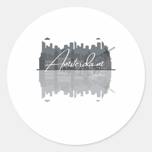 Amsterdam Skyline Runder Aufkleber (Vorderseite)