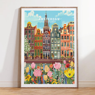 Amsterdam Travel Poster, Amsterdam Niederlande Poster