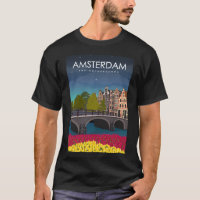 Amsterdam Travel Poster at Night