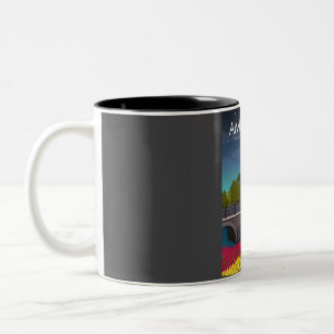 Amsterdam Travel Poster at Night Zweifarbige Tasse