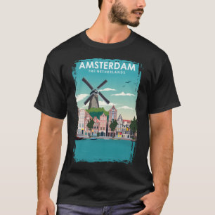 Amsterdam Travel Poster T-Shirt