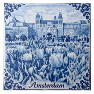 Amsterdam-Tulpen Delft-Blau-Stil-Fliese Fliese