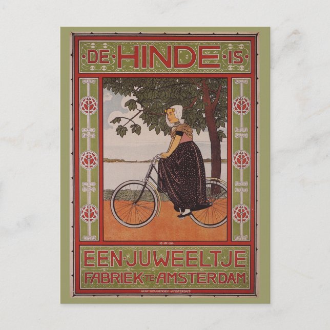 Amsterdam Vintag Bicycle Poster Art Postkarte (Vorderseite)