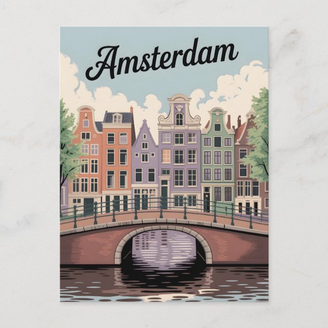 Amsterdam Vintag Postkarte (Vorderseite)