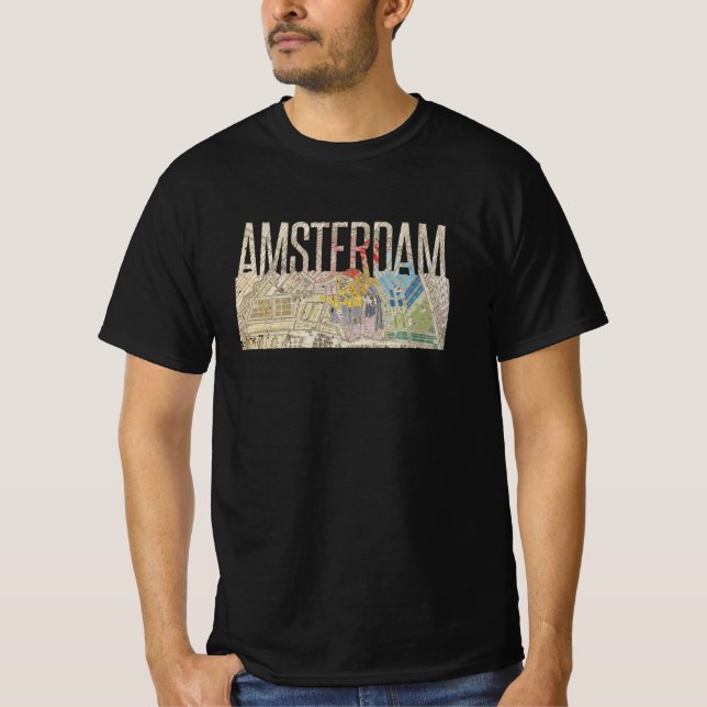 Amsterdam Vintage Karte Simplistic T-Shirt (Vorderseite)