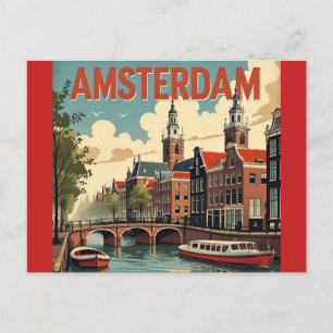 Amsterdam Vintage-Silhouette Postkarte