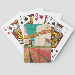 Amsterdam Vintage Travel Poster Spielkarten