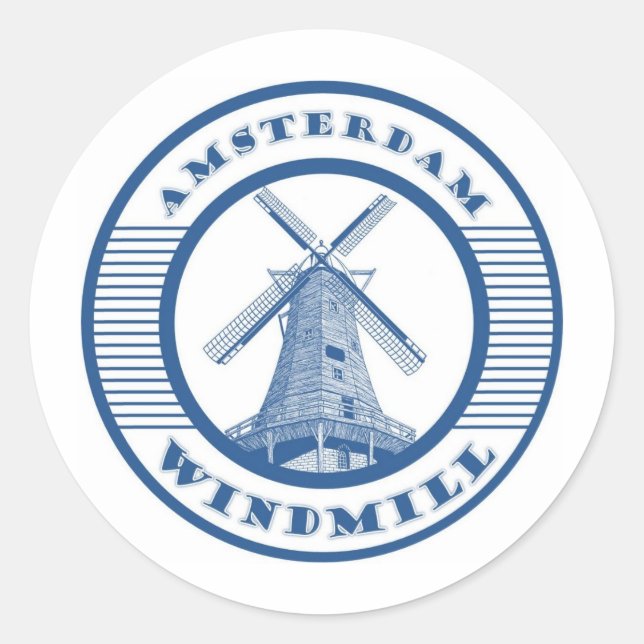 AMSTERDAM WINDMILL BLUE RUNDER AUFKLEBER (Vorderseite)