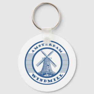 AMSTERDAM-WINDMÜHLEN-BLAU SCHLÜSSELANHÄNGER