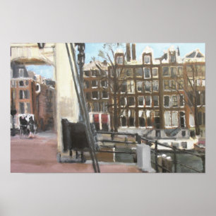 Amsterdambrücken-und -kanal-Haus-schöne Kunst Poster