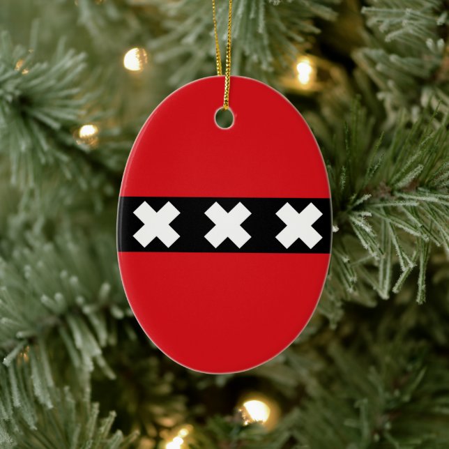 Amsterdamer Flagge Keramik Ornament (Baum)