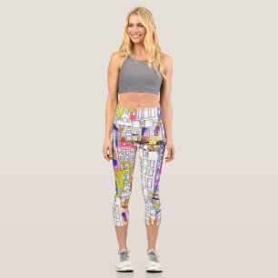 Amsterdamer Häuser: Aquarellfarbenes nahtloses Mus Capri Leggings