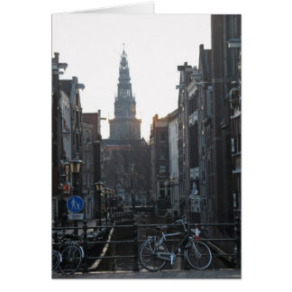 Amsterdamer Kanal mit Bikes und Old Church Card