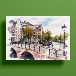 Amsterdamer Kanäle Vintage Retro-Wasserfarbenreise Poster