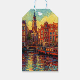 Amsterdamer Kanalhäuser im Stil von van Gogh Geschenkanhänger