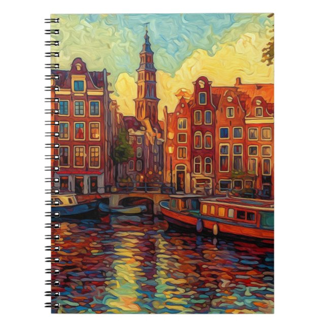 Amsterdamer Kanalhäuser im Stil von van Gogh Notizblock (Vorderseite)