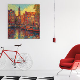 Amsterdamer Kanalhäuser im Stil von van Gogh Poster