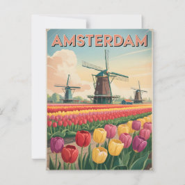 Amsterdamer Tulpenfeld Vintag Postkarte
