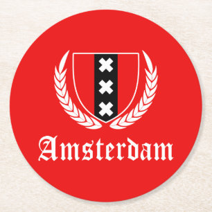 Amsterdamer Wappen Runder Pappuntersetzer