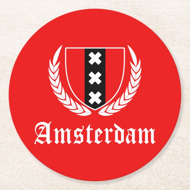 Amsterdamer Wappen Runder Pappuntersetzer (Vorderseite)