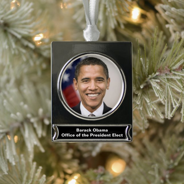 Amt des designierten Präsidenten Barack Obama Banner-Ornament Silber (Baum)