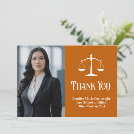 Amt für Zollrecht Orange White Lawyer Foto Dankeskarte