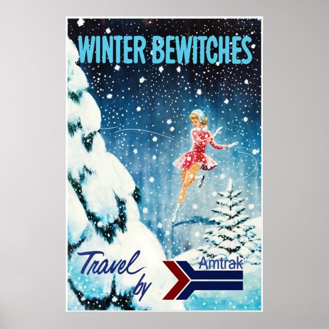 AMTRAK-Winter-Bahnreiseplakat Poster (Vorne)