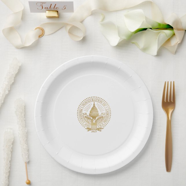 Amtseinführung Trump Vance 2025 Logo des Präsident Pappteller (Hochzeit)