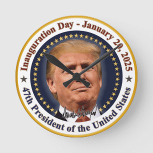 Amtseinführung von Präsident Trump am 20. Januar 2 Runde Wanduhr