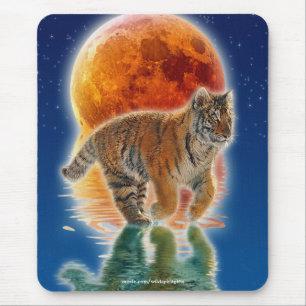 Amur Tiger Cub & Moon Fantasy Wildlife Mousepad