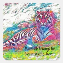 Amur Tiger in rosa "Dieses Buch gehört" Aufkleber