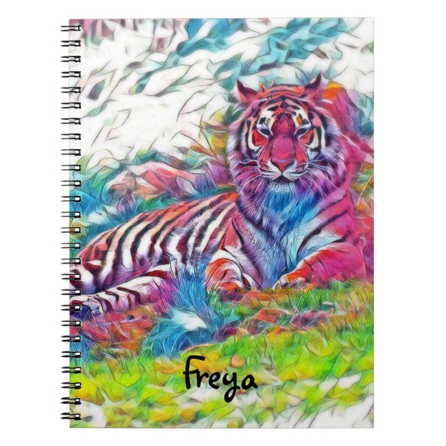 Amur Tiger in rosa Spiralplatte Notizblock (Vorderseite)